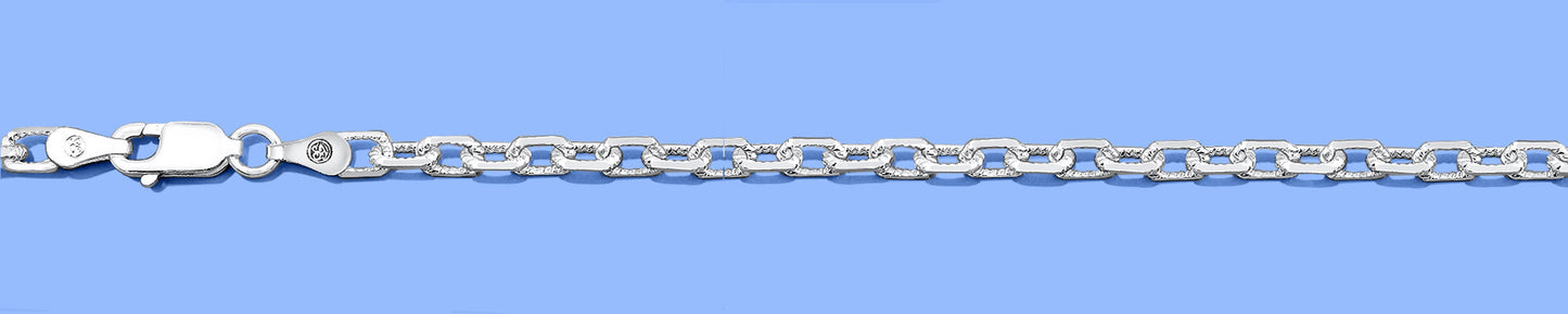 Silver Diamond Cut Anchor Bracelet - 3 mm