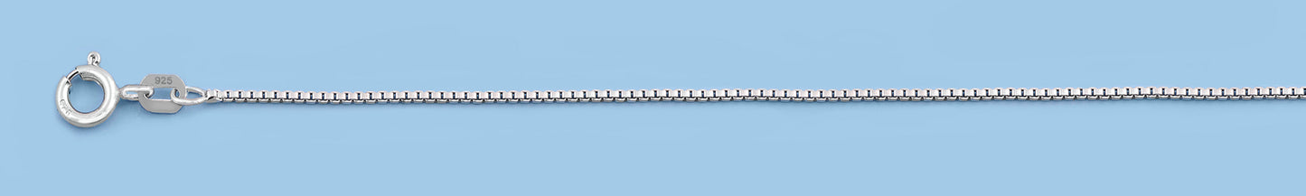 Silver Rhodium Plated Box Chain 012 - 0.7mm
