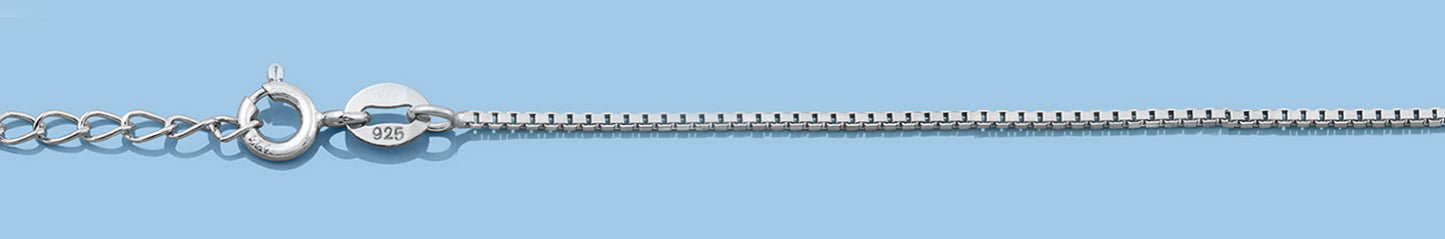 Silver Box Chain with Extension 1 mm - 16" + 2"