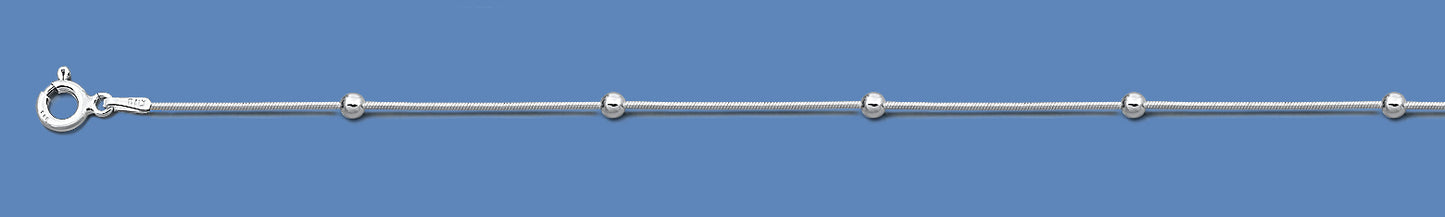 Silver Italian Chain - Diamond Cut Snake w/ Beads