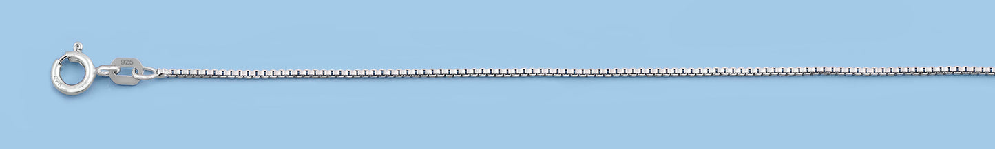 Silver Rhodium Plated Box Chain - 0.65mm