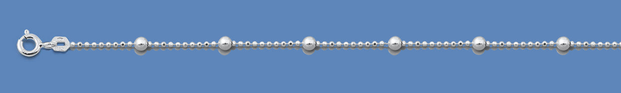 Silver Italian Chain - Diamond Cut Bead w/ Beads
