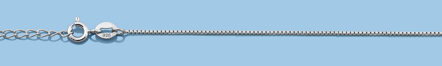 Silver Rhodium Plated Box Chain 16"+2"- 0.65mm