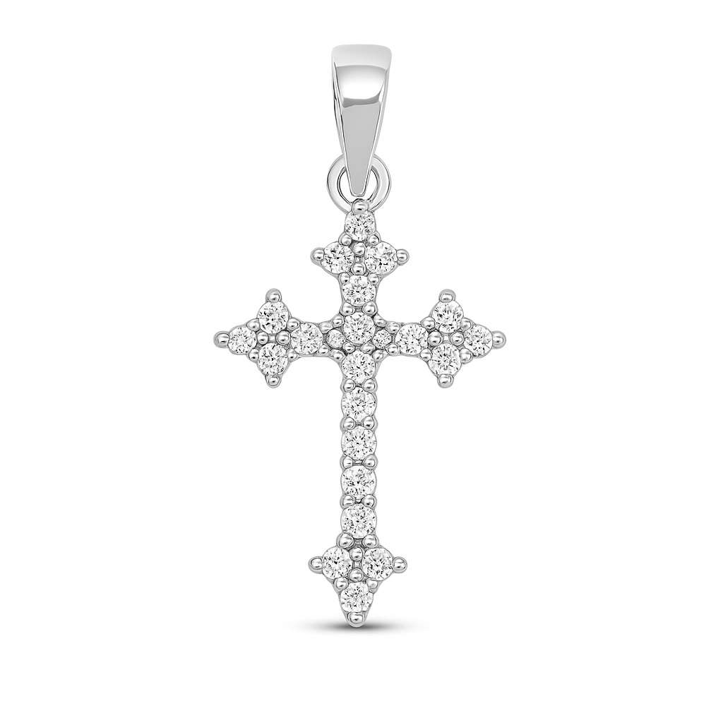 Silver CZ Pendant - Cross
