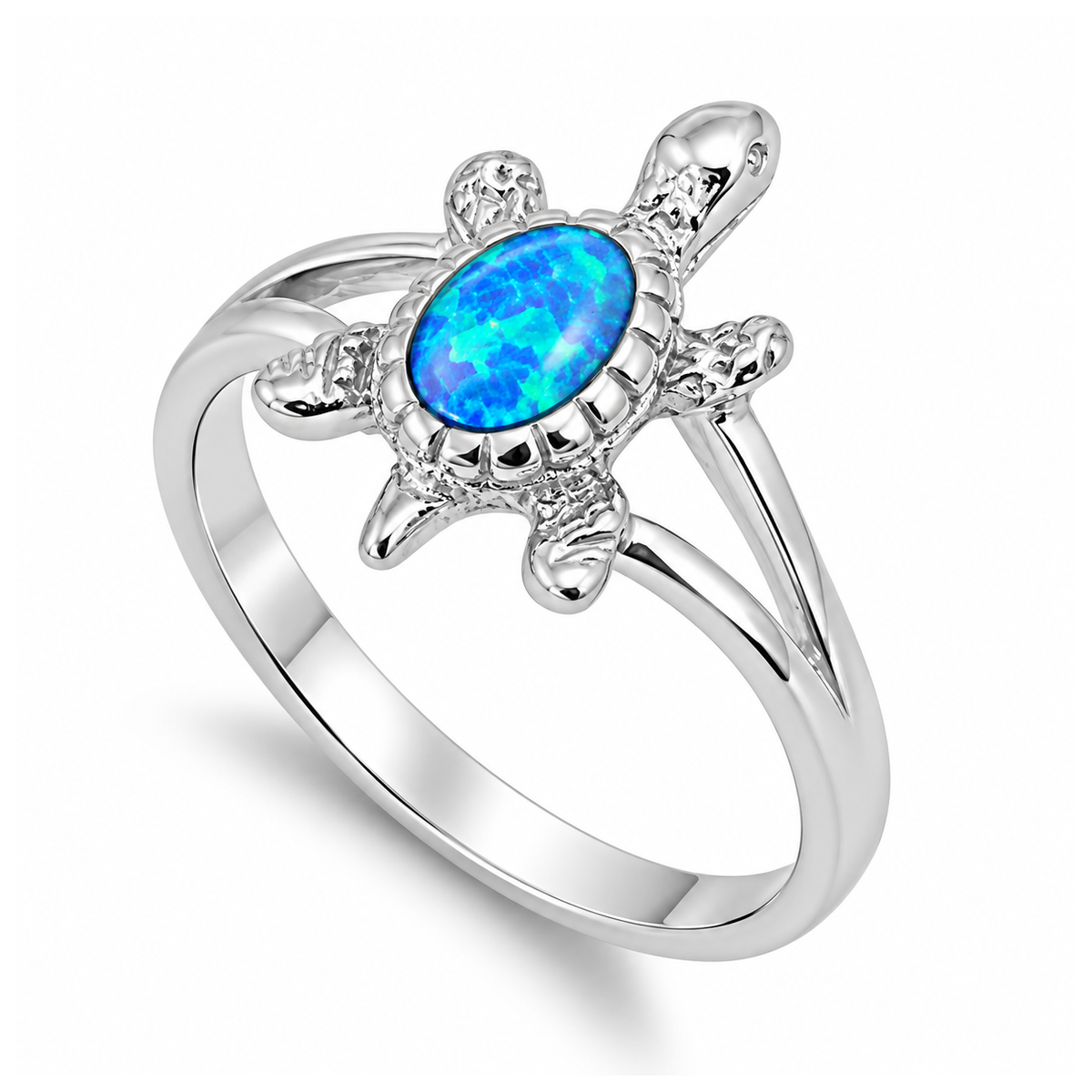 Silver Lab Opal Ring- Turtle
