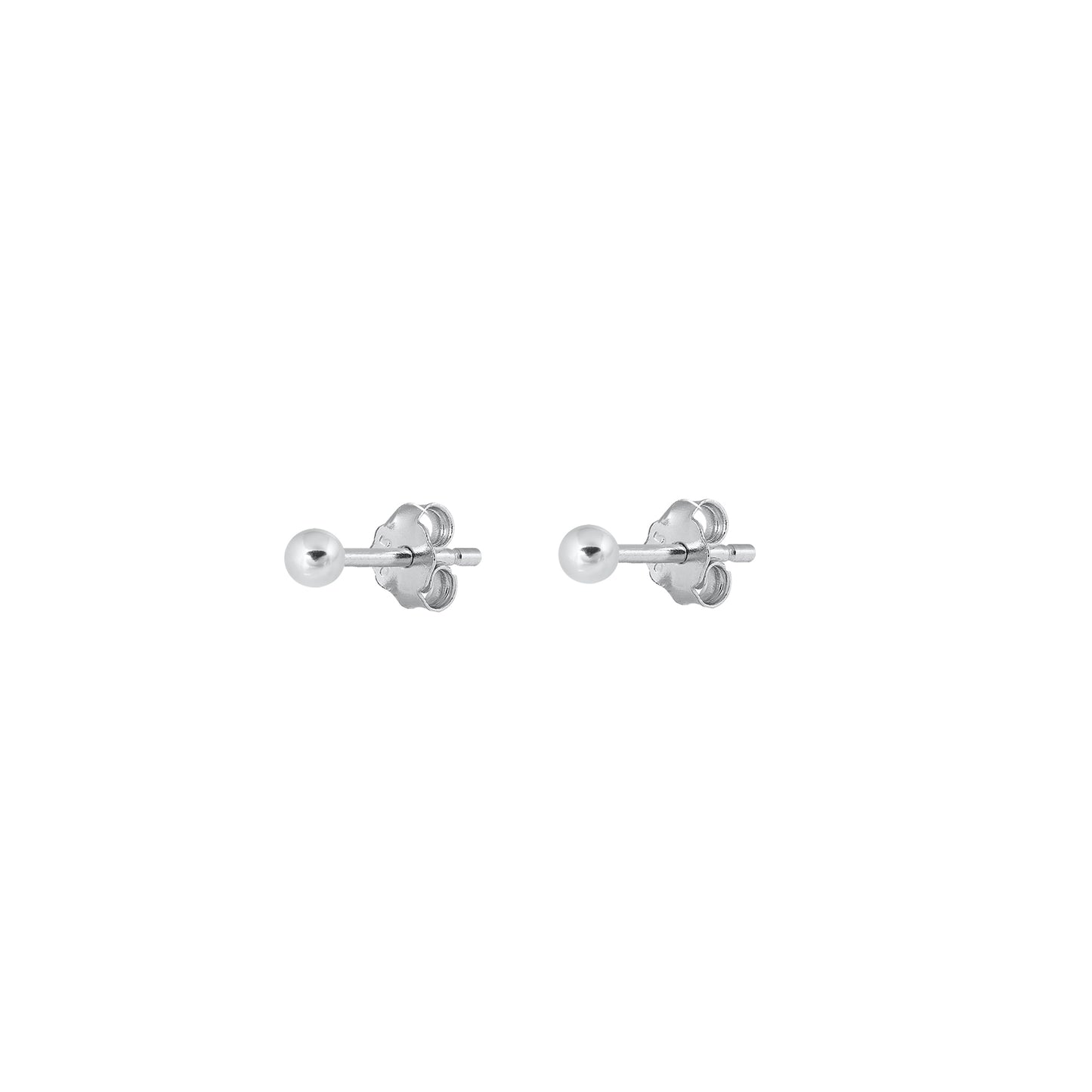 Silver Ball Stud Earrings - 2mm