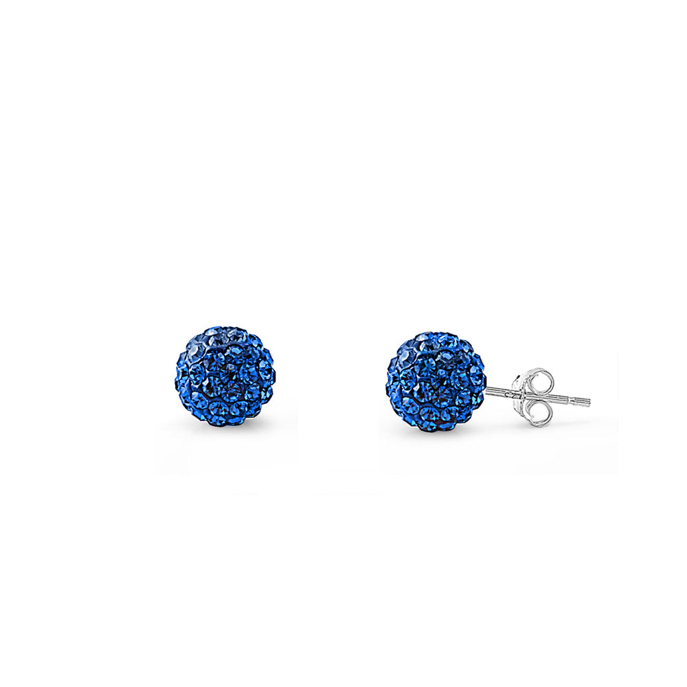 Silver Crystal Ball Earring - 8 mm