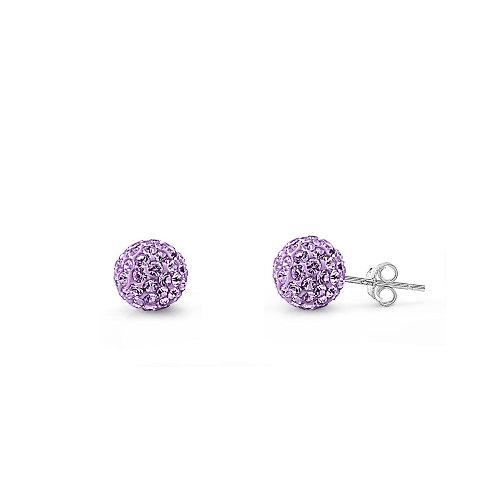 Silver Crystal Ball Earring - 8 mm