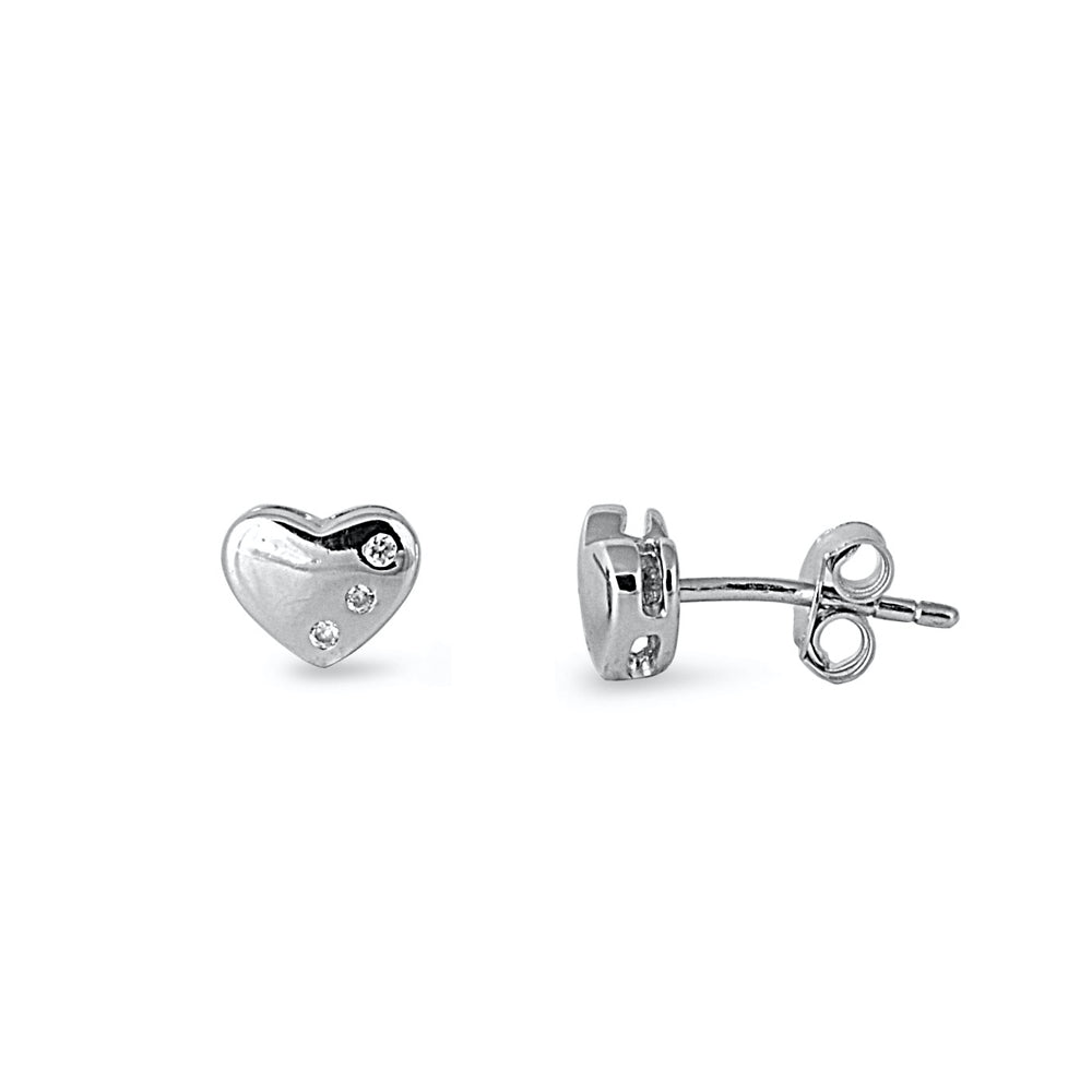 Silver Earrings with CZ - Heart