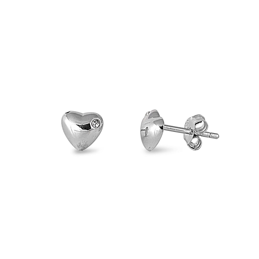 Silver Earrings with CZ - Heart