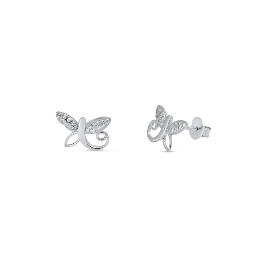 Silver CZ Earring - Dragonfly