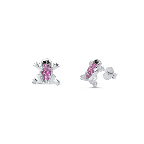 Silver CZ Earring - Frog