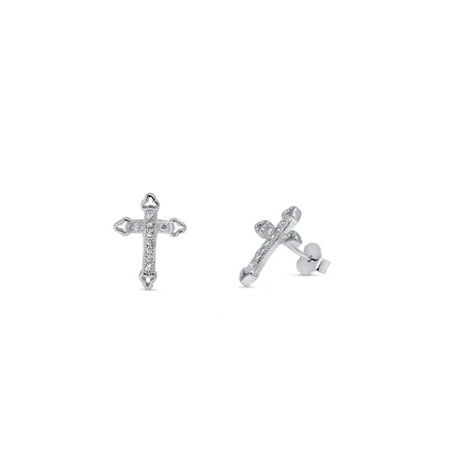 Silver CZ Earring - Cross