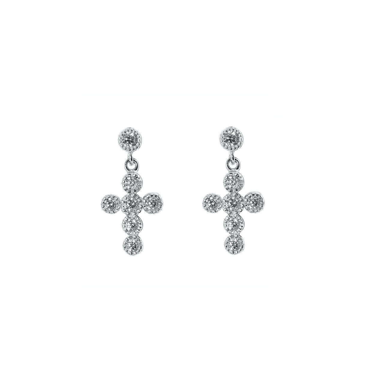Silver CZ Earring - Cross