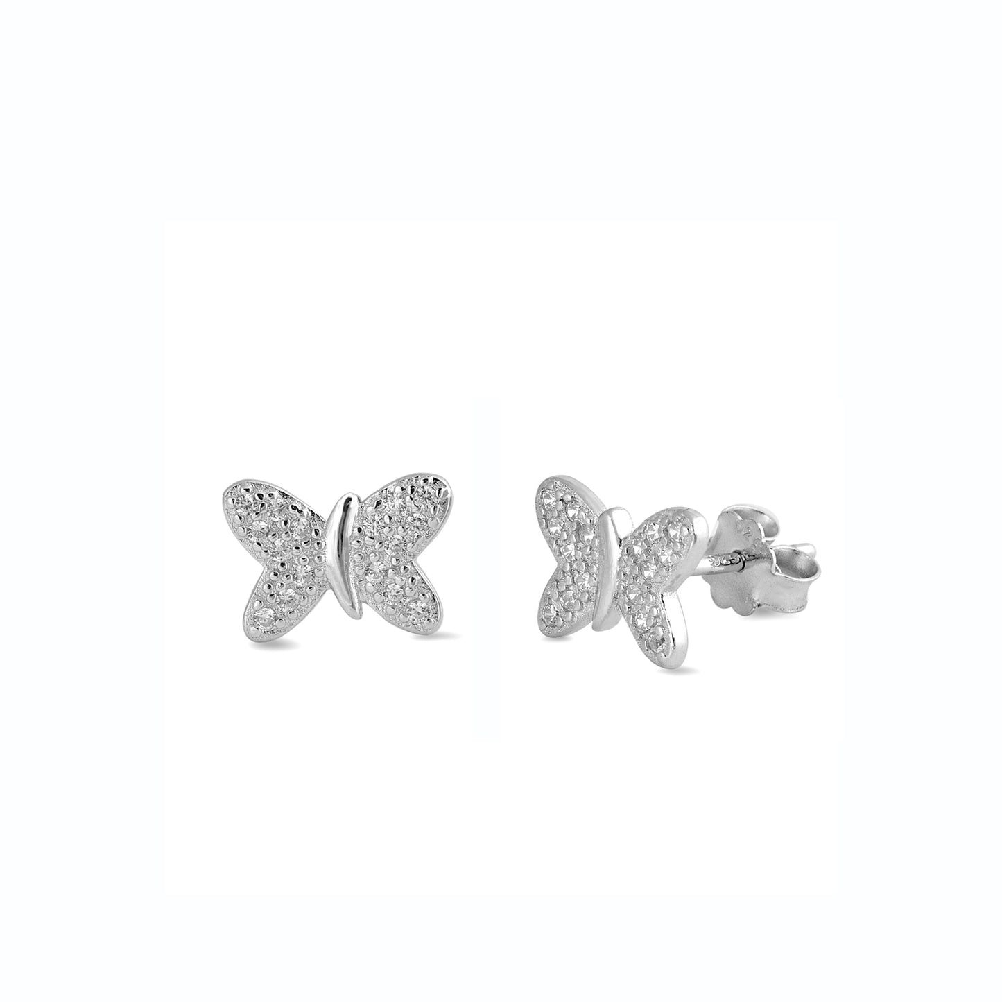 Silver CZ Earring - Butterfly
