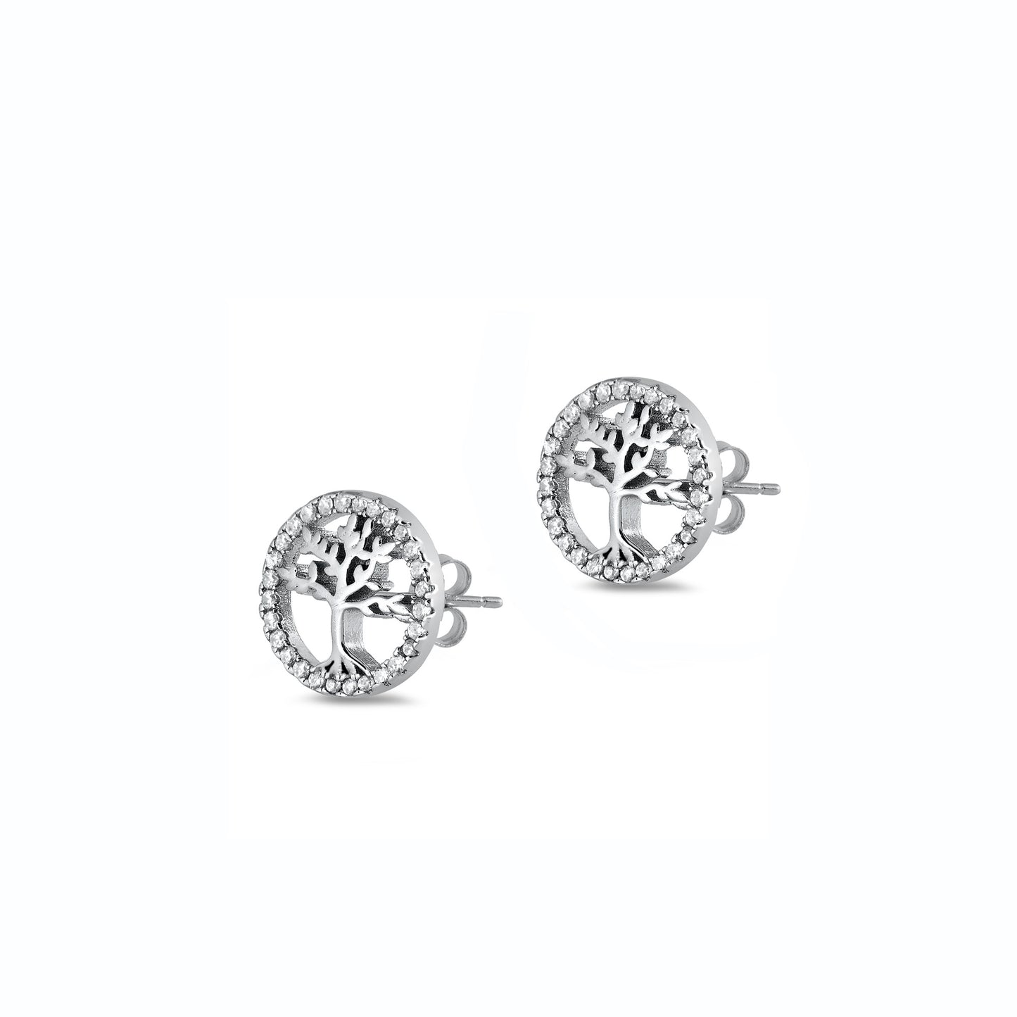 Silver CZ Earring - Tree of Life