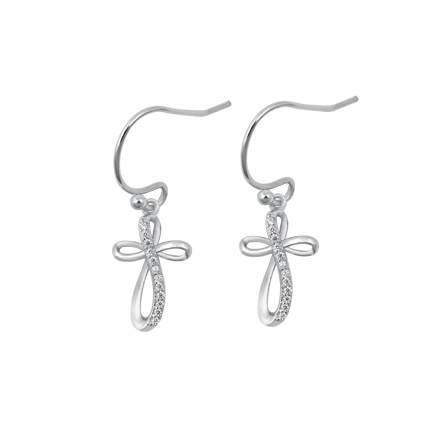 Silver CZ Earring - Cross