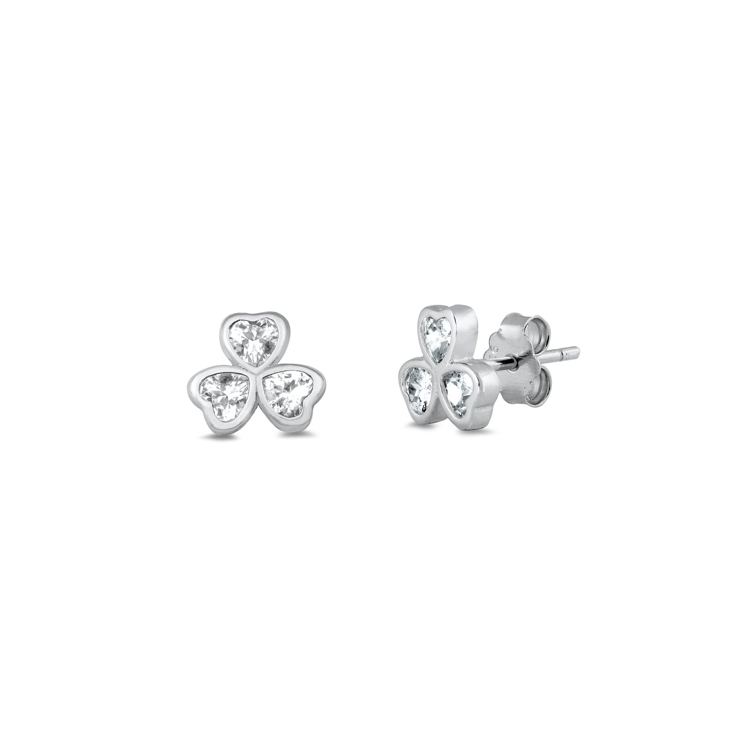 Silver CZ Earring - Clover
