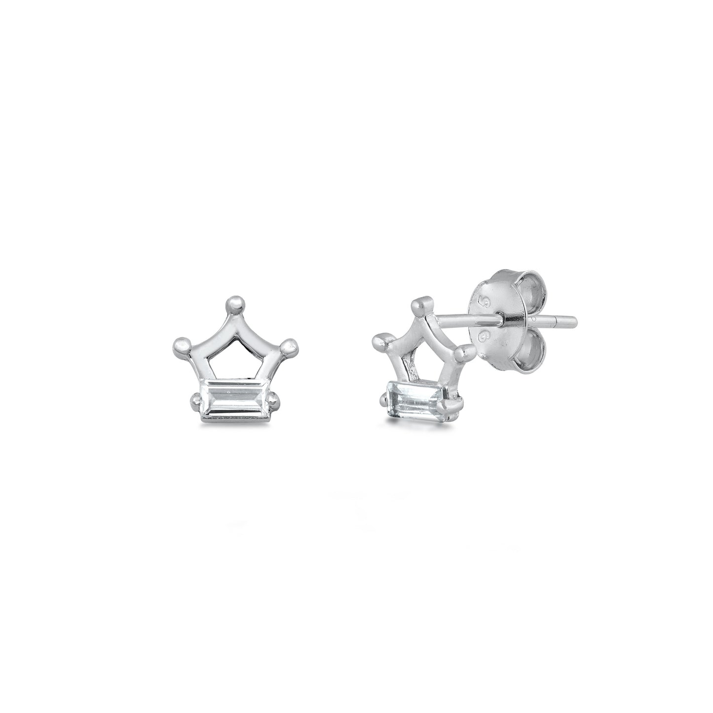 Silver CZ Earring - Crown