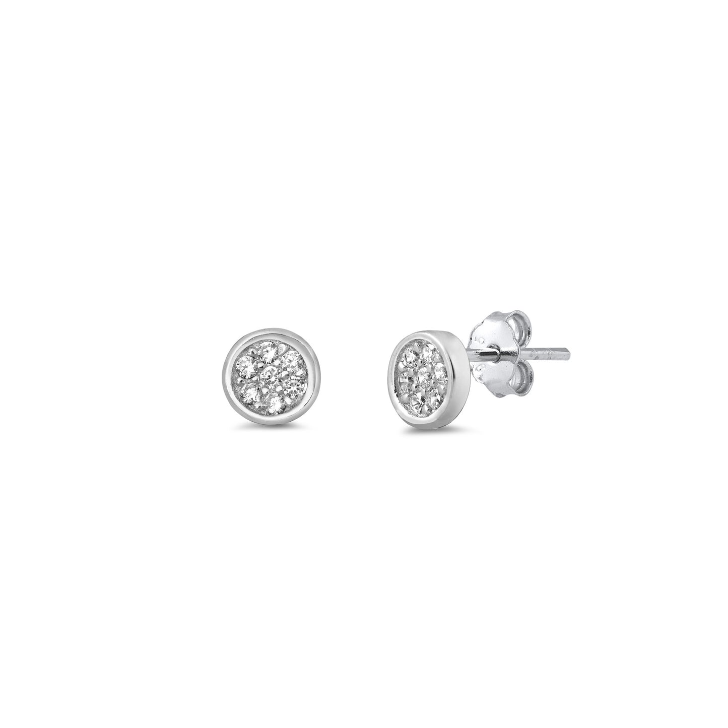 Silver CZ Earrings - Circle