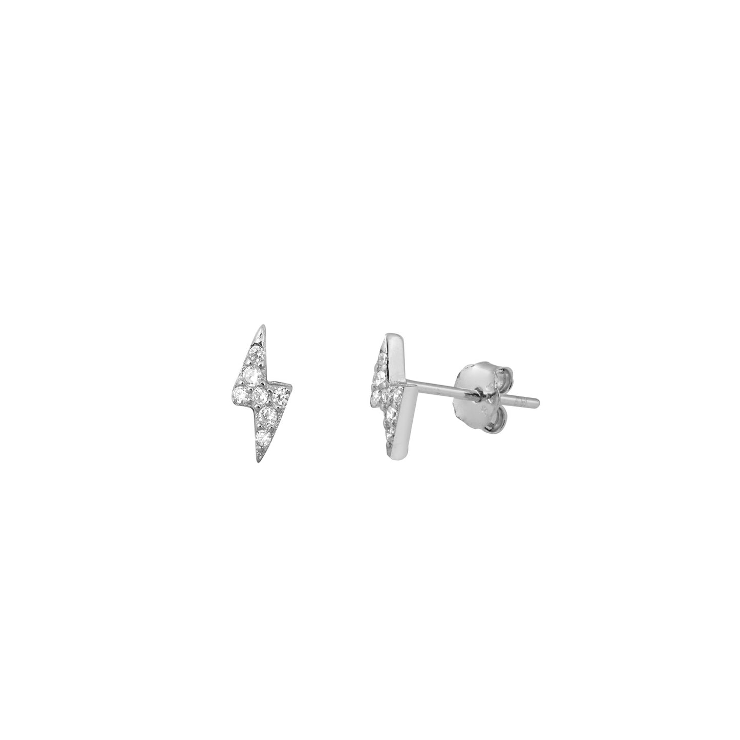 Silver CZ Earrings - Thunderbolt