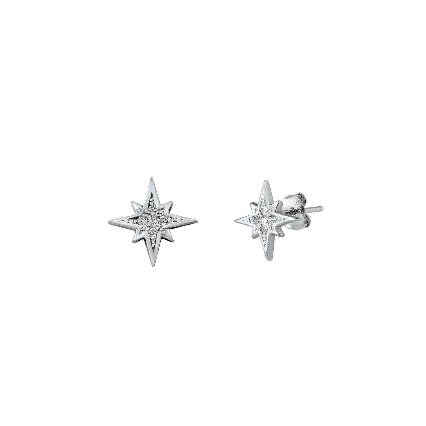 Silver CZ Earrings - Star