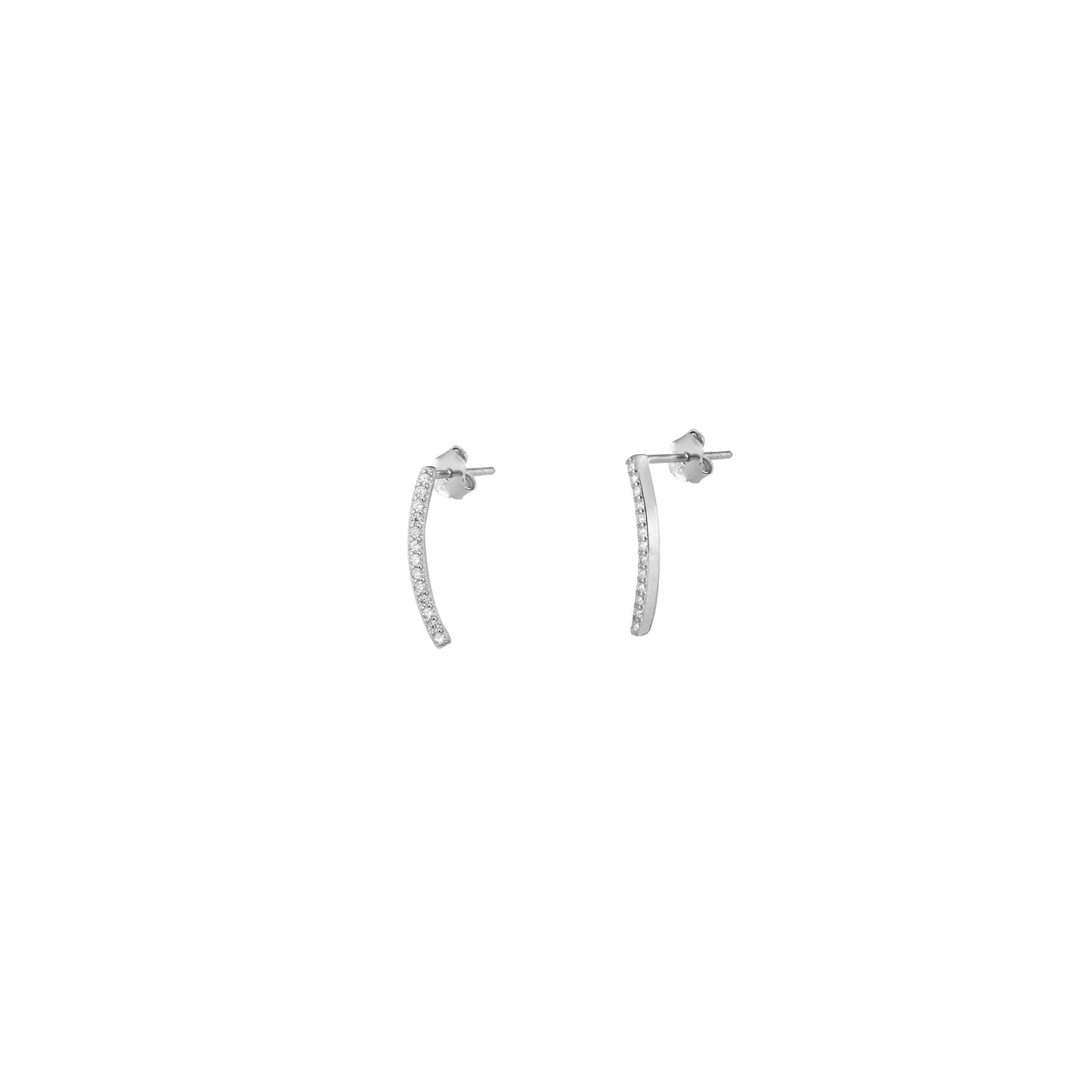 Silver CZ Earrings - Bar