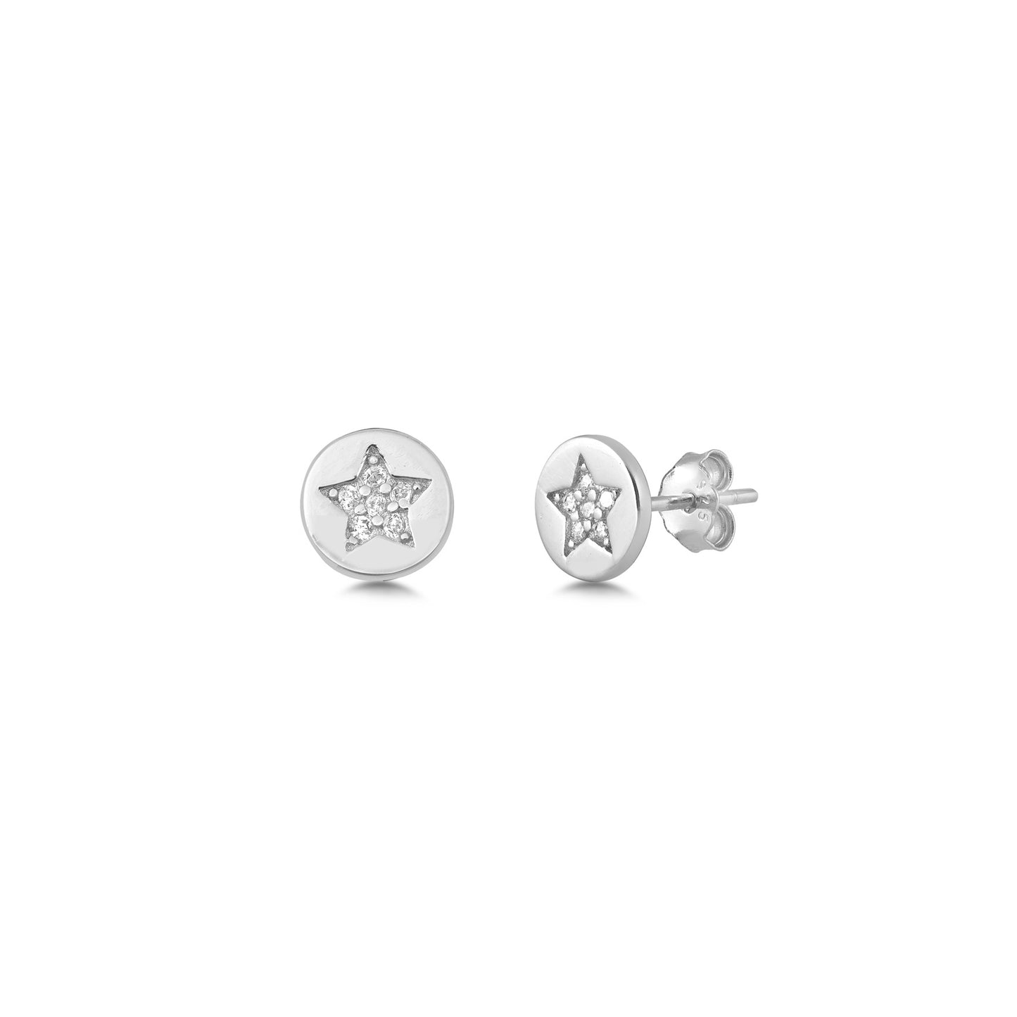 Silver Stud Earrings - Star