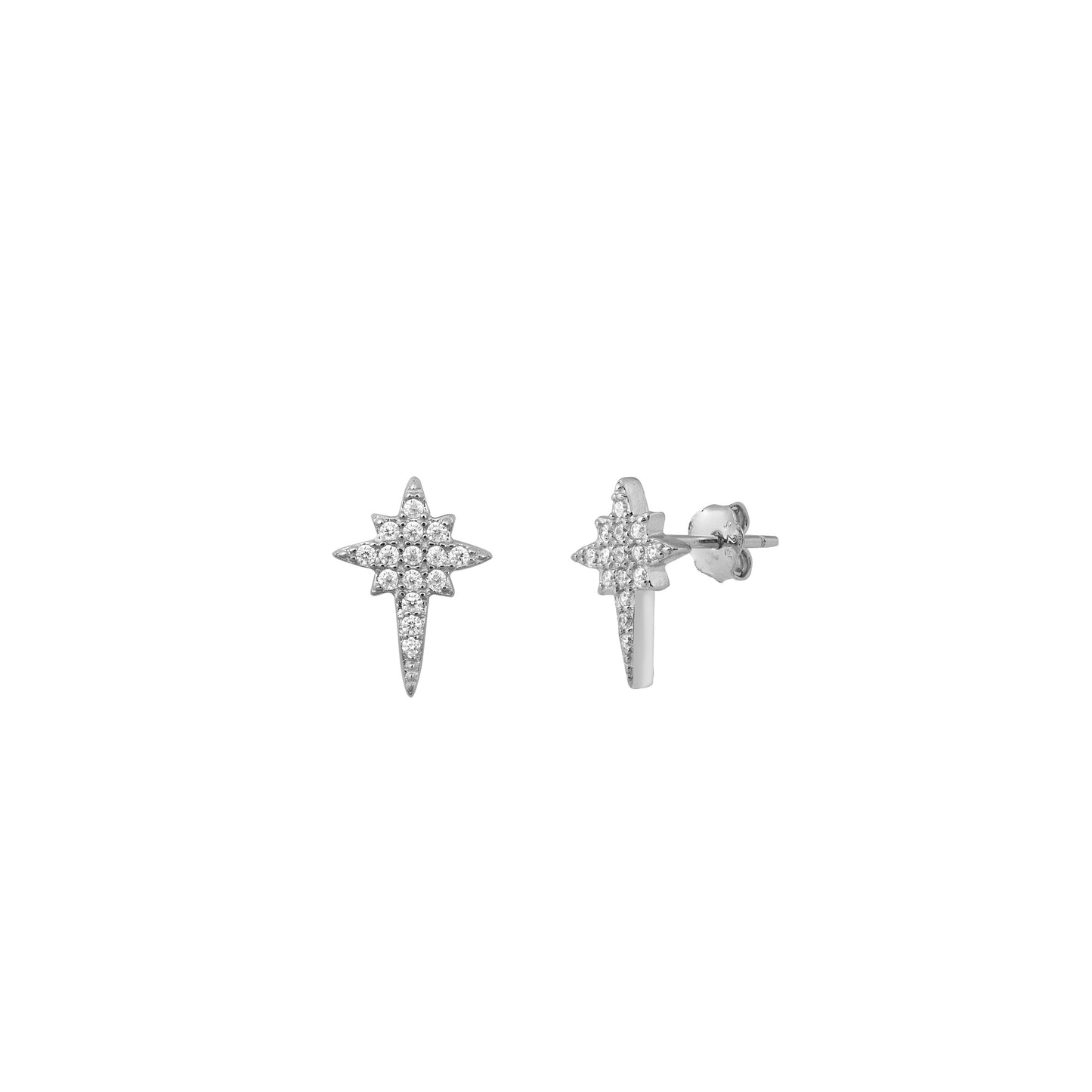 Silver CZ Earrings - Star