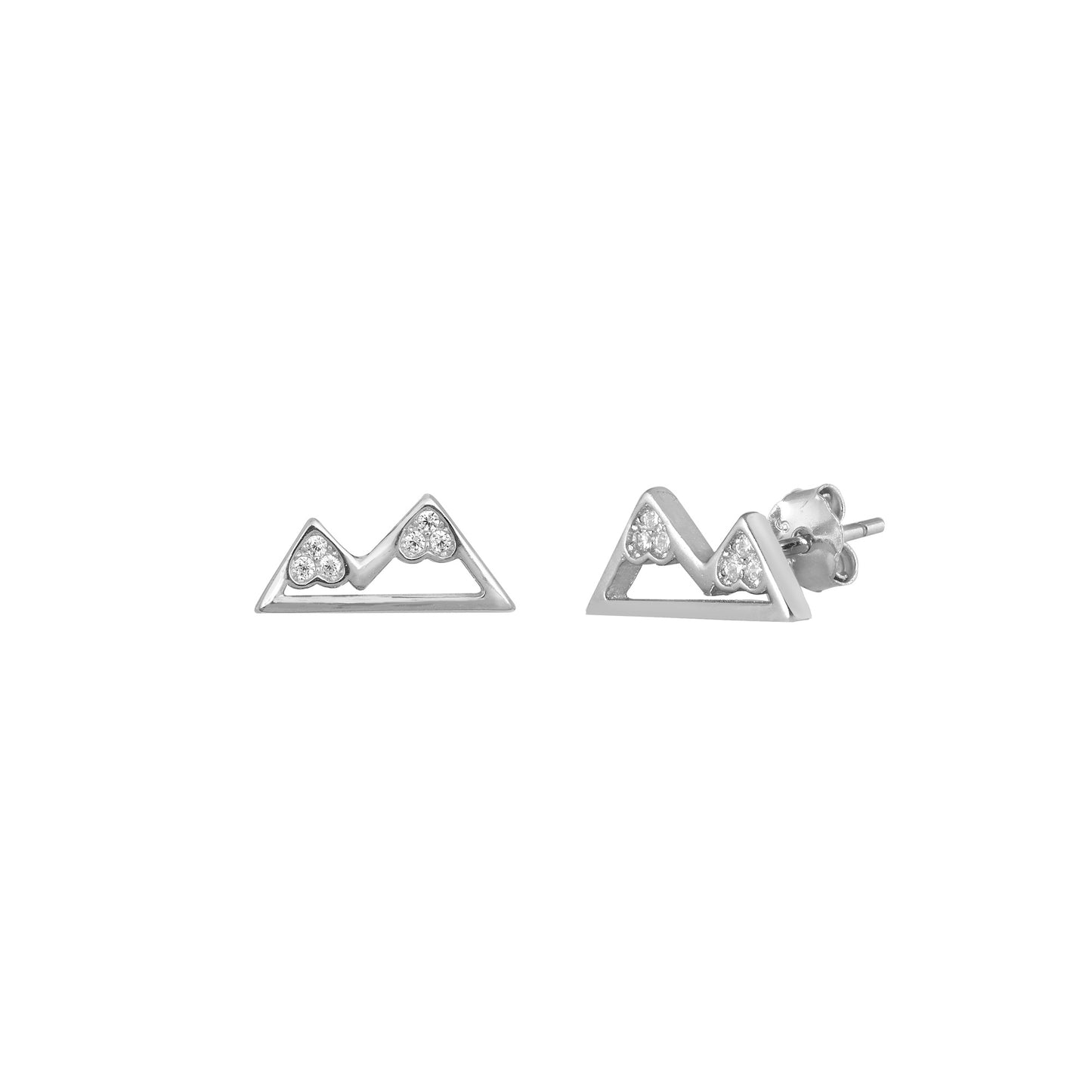 Silver CZ Earrings - Mountains