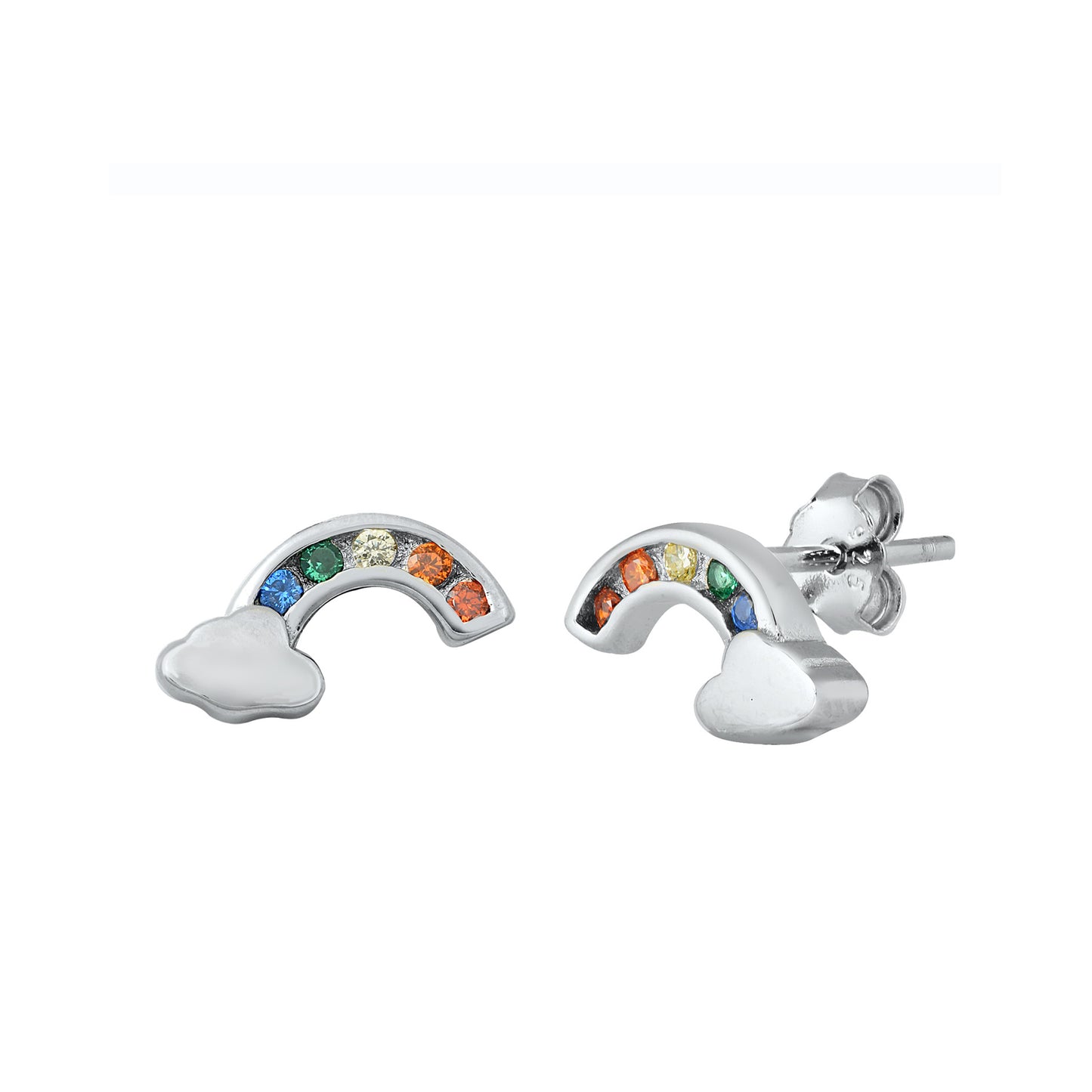 Silver CZ Earrings - Rainbow