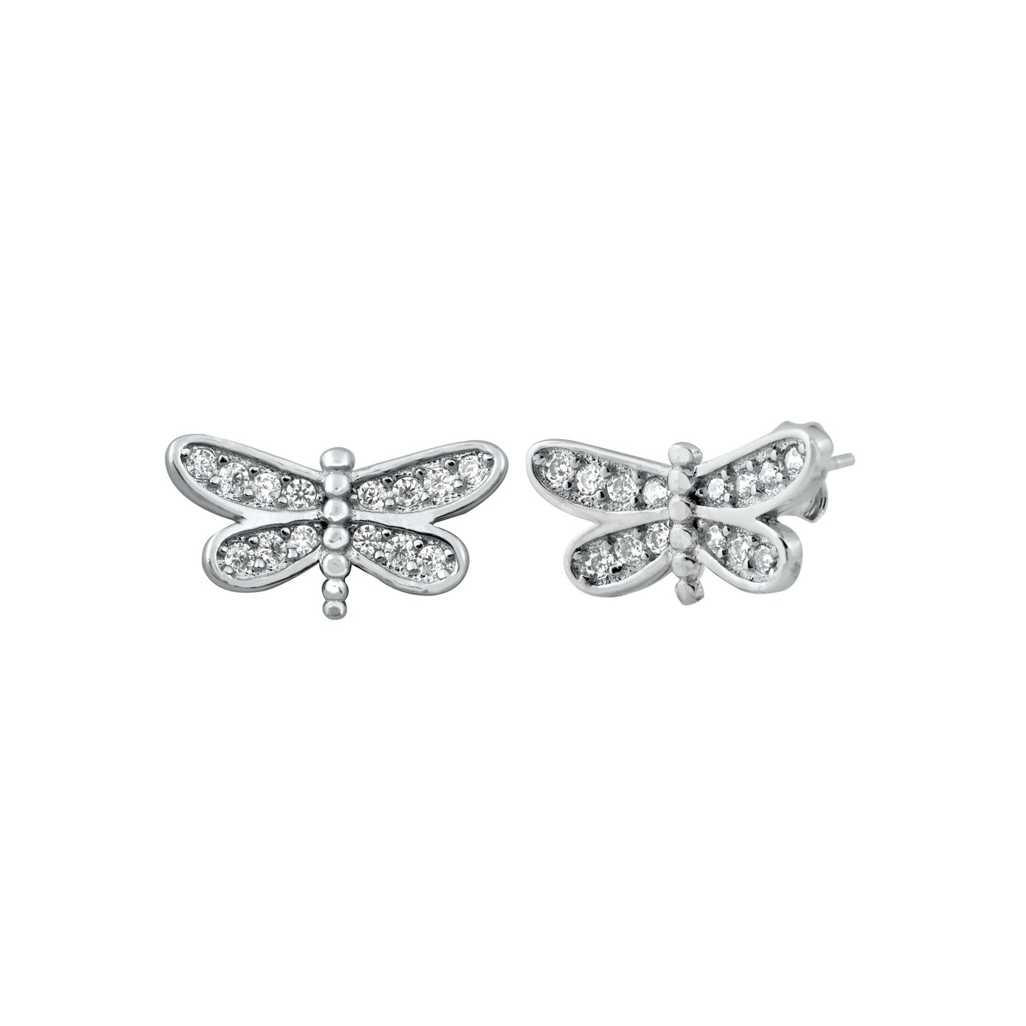 Silver CZ Earrings - Dragonfly