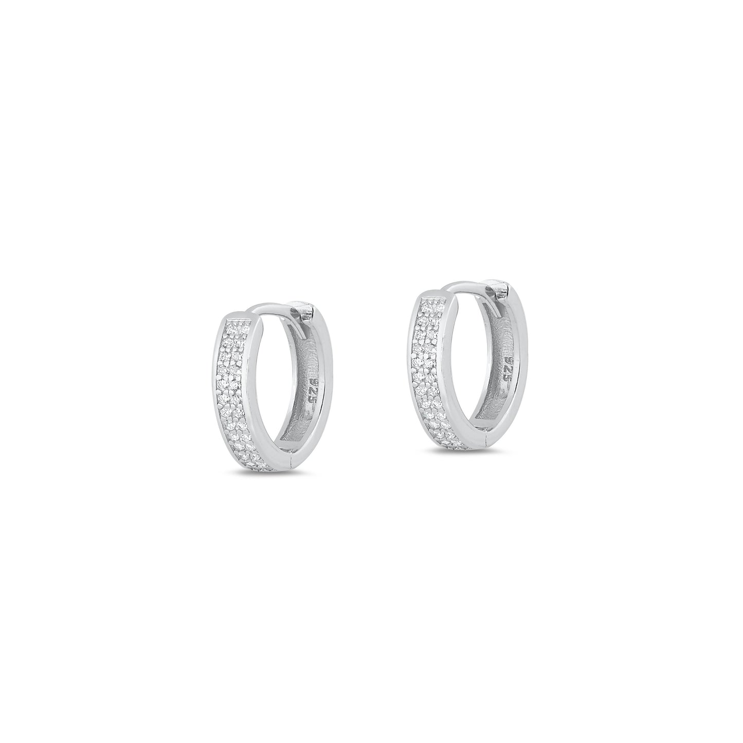 Silver CZ Huggie Earrings