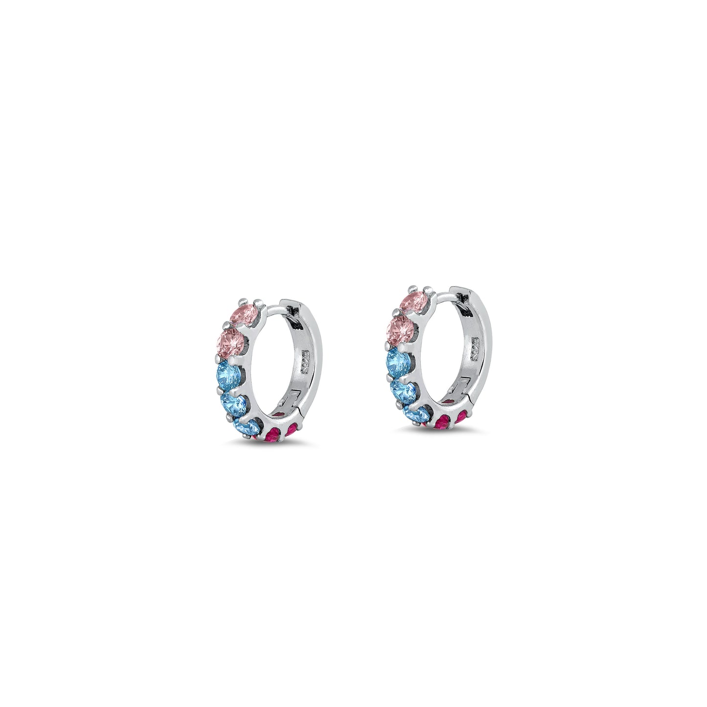 Silver CZ Huggie Earrings