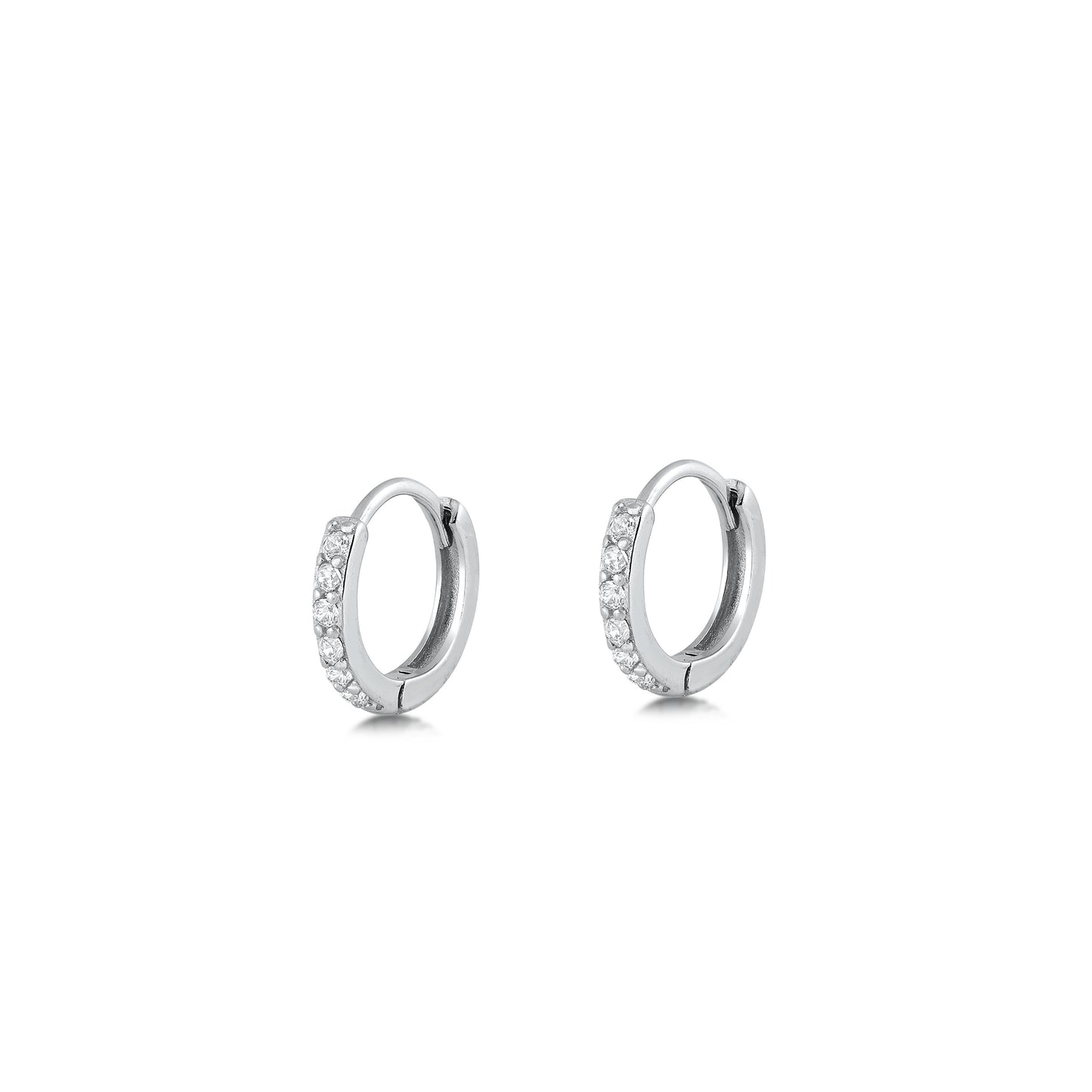 Silver CZ Huggie Hoops