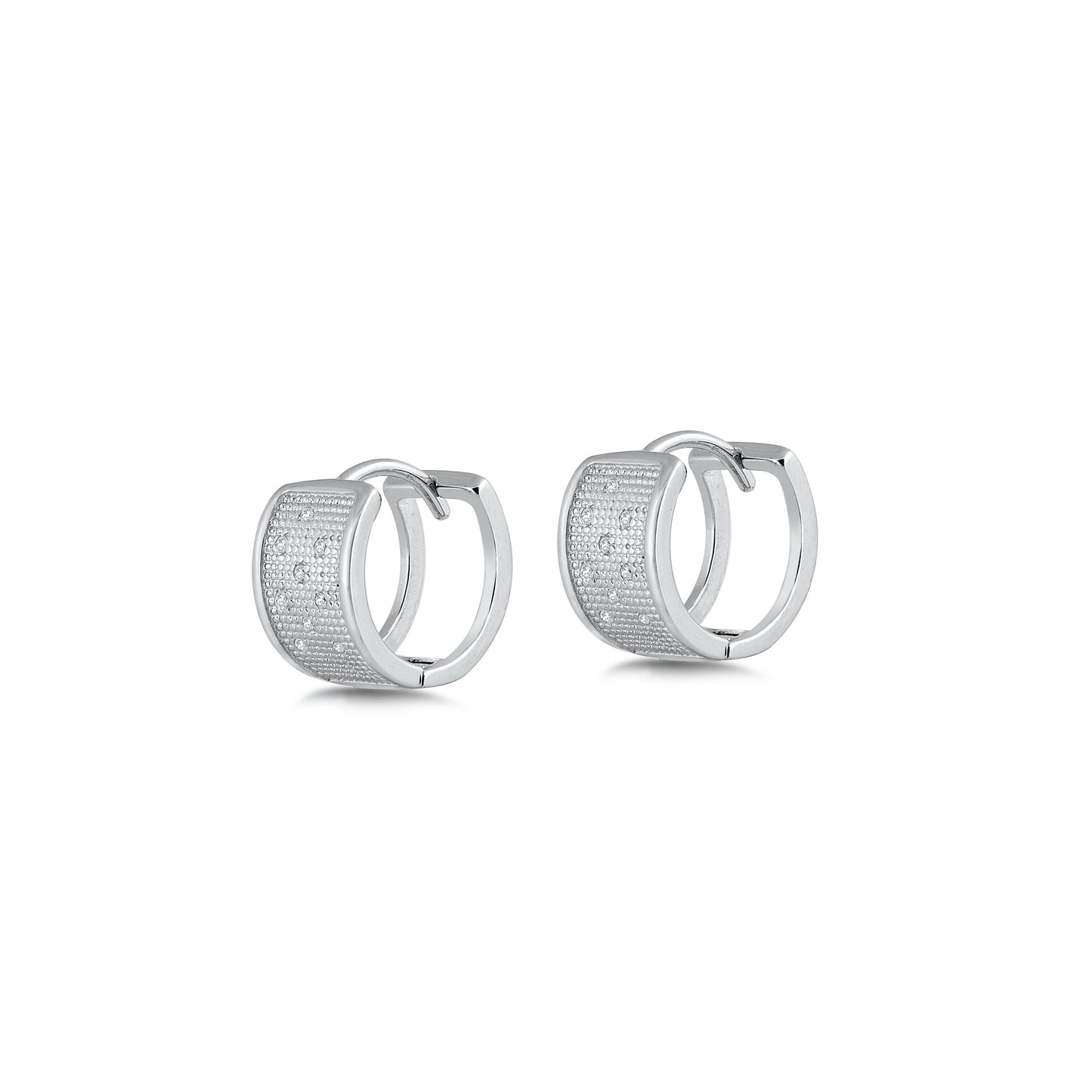 Silver CZ Huggie Hoops