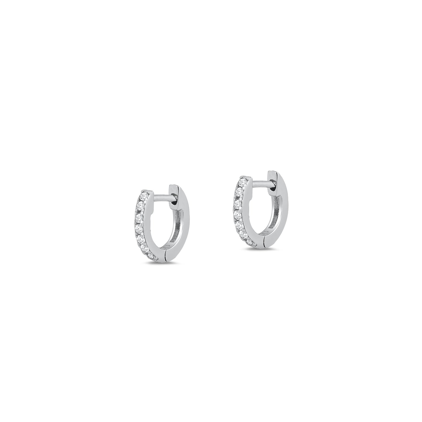 Silver CZ Huggie Earrings