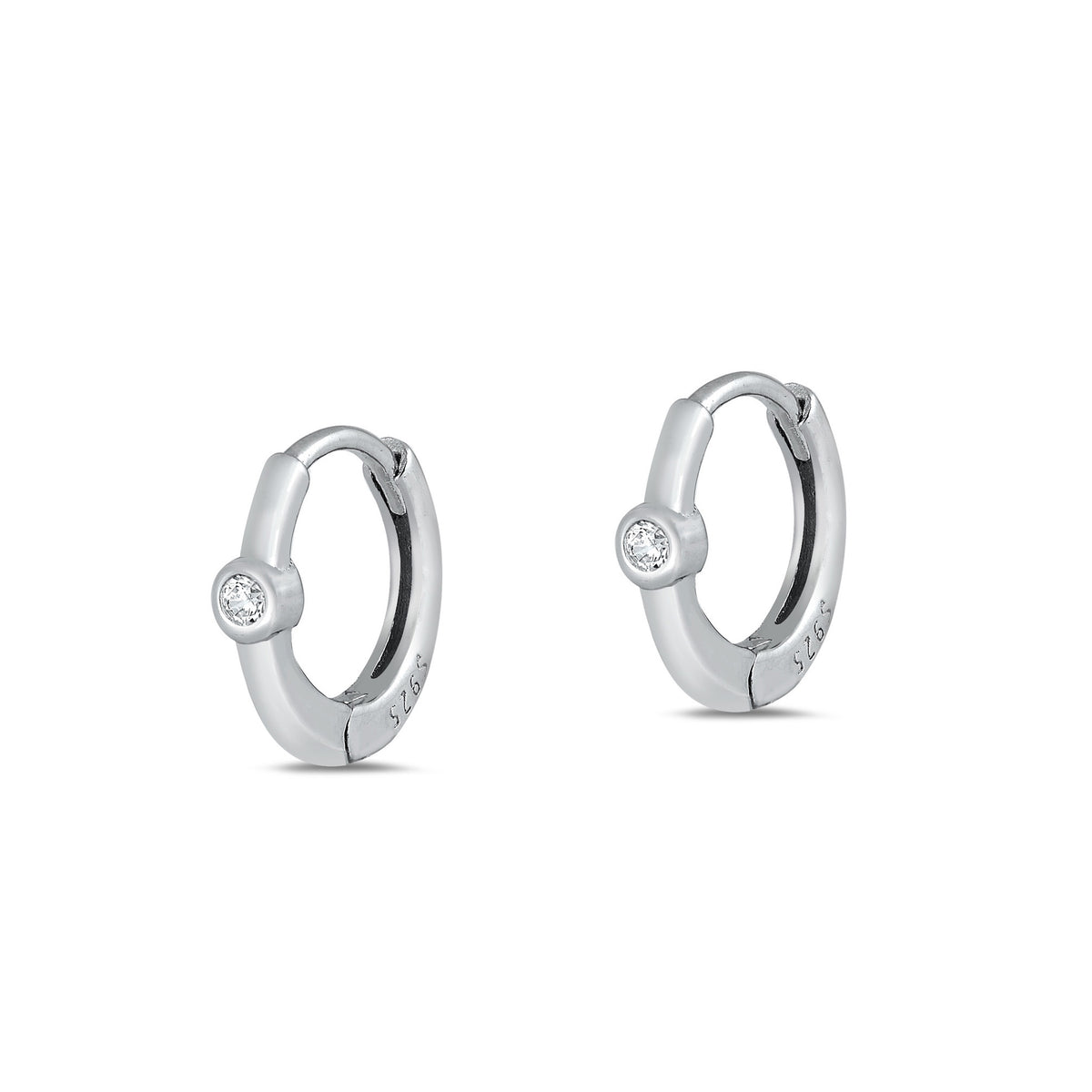 Silver CZ Huggie Earrings