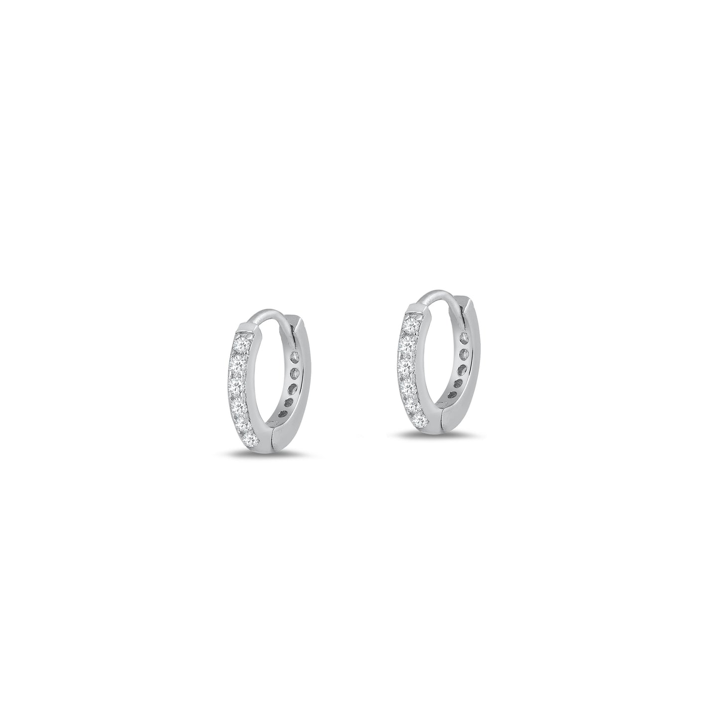 Silver CZ Huggie Earrings