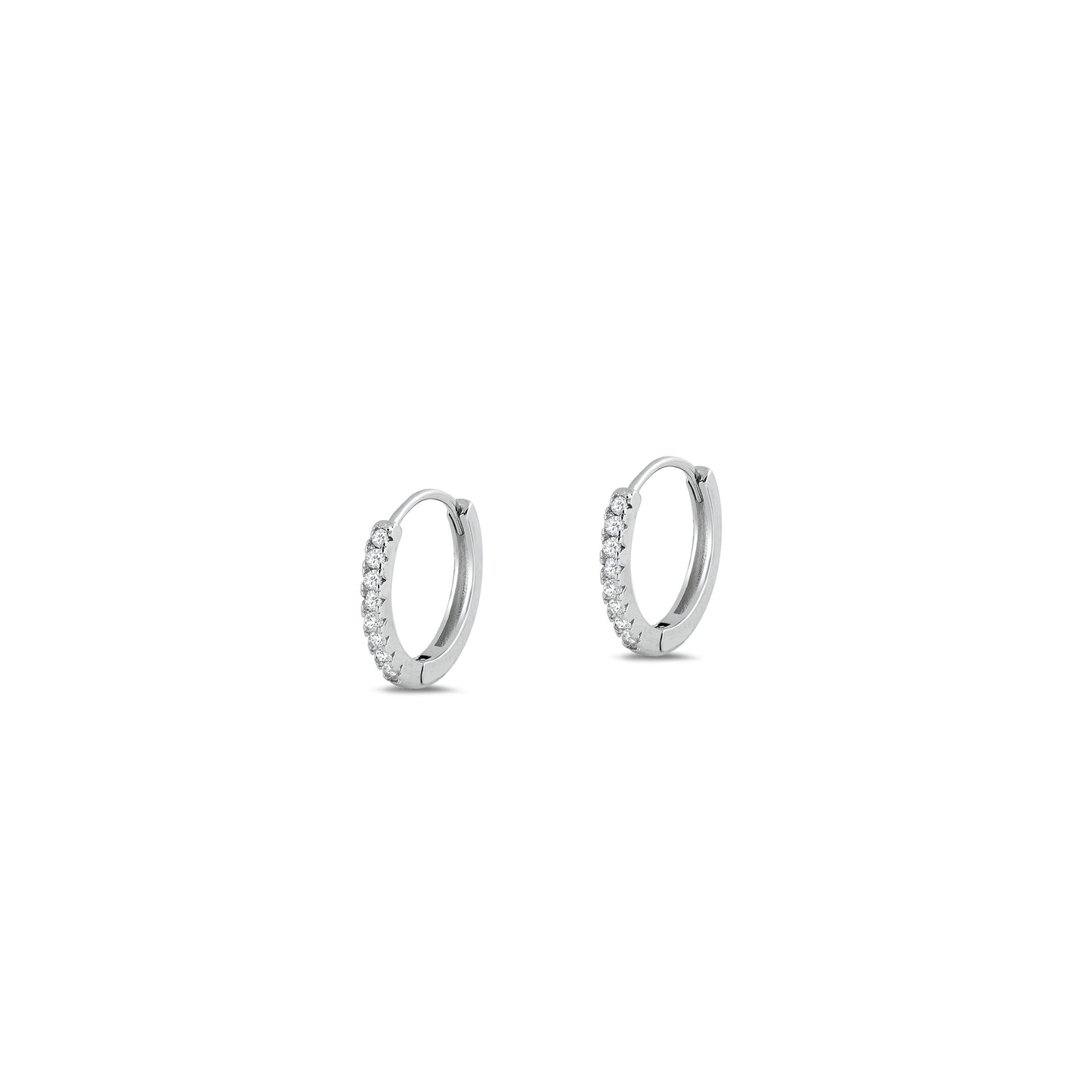 Silver CZ Huggie Earrings