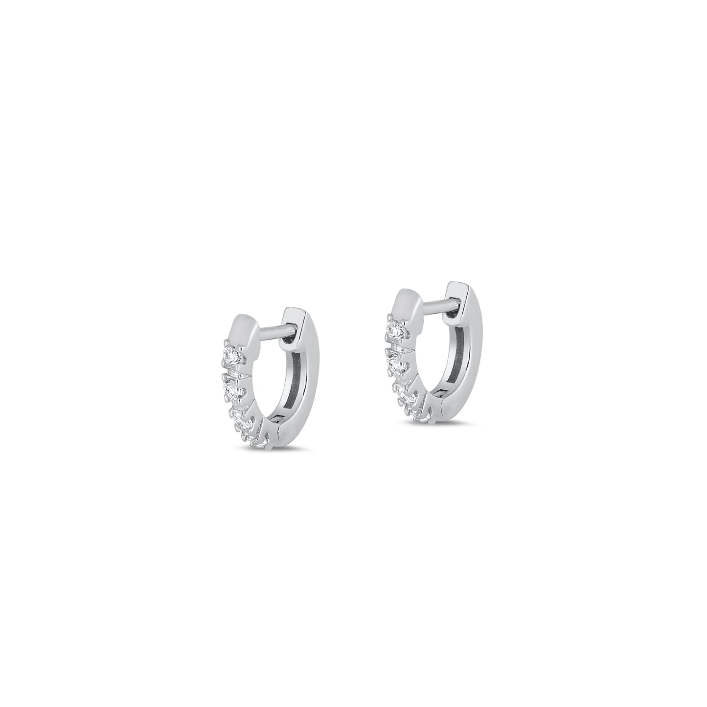 Silver CZ Huggie Earrings