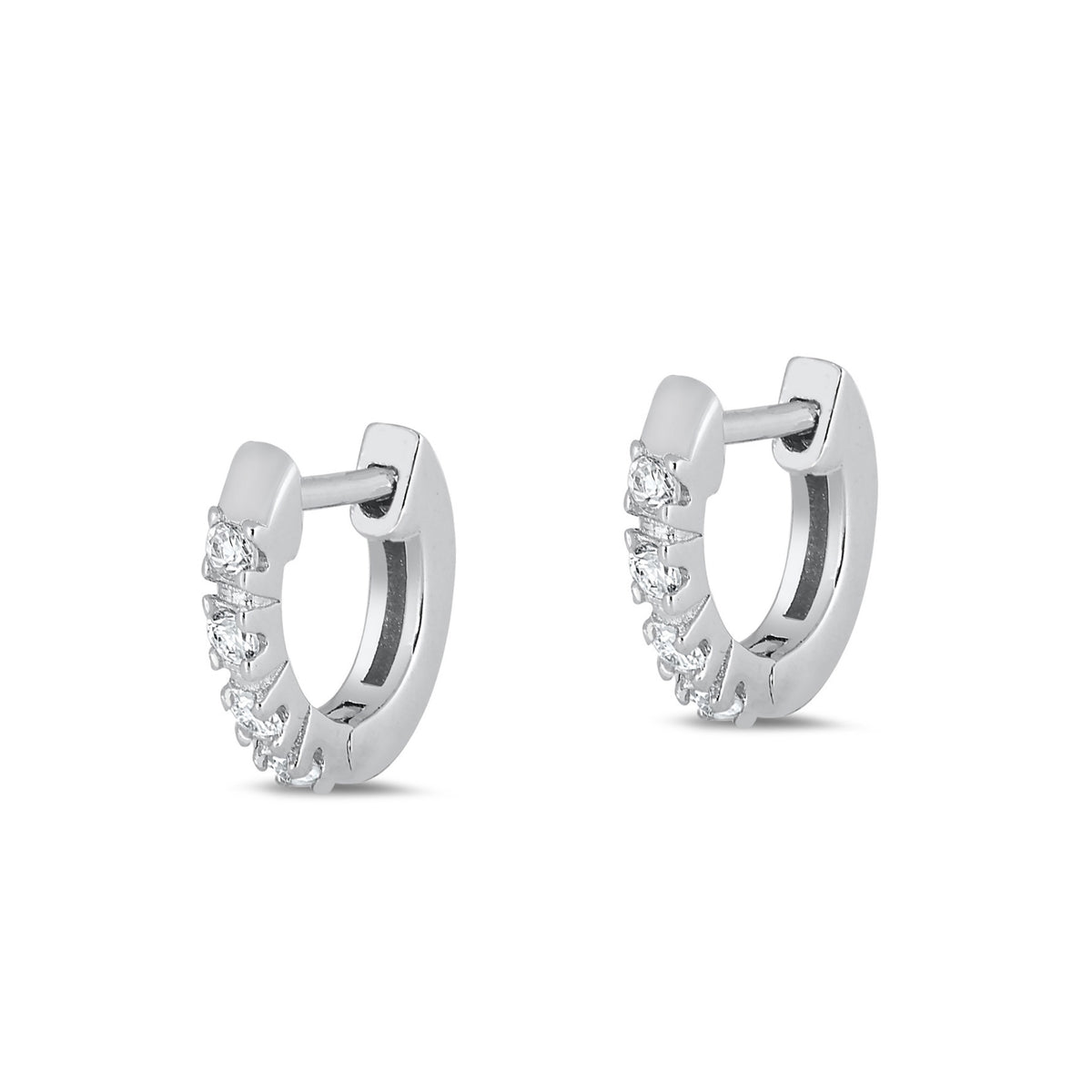 Silver CZ Huggie Earrings