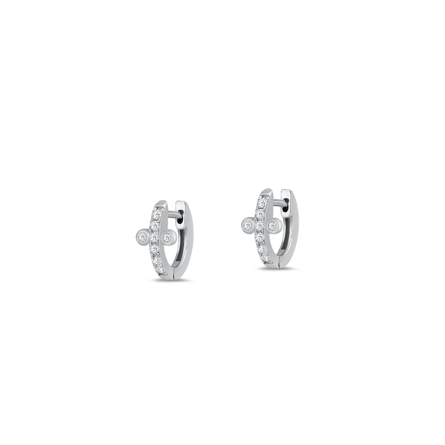 Silver CZ Huggie Earrings