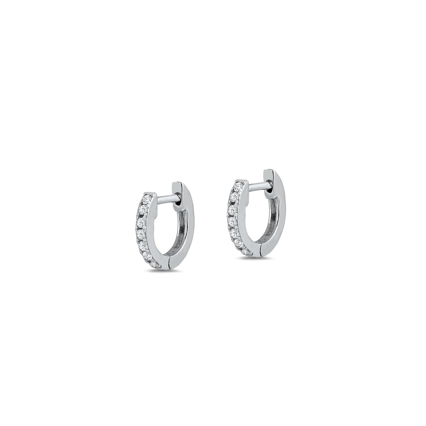 Silver CZ Huggie Earrings
