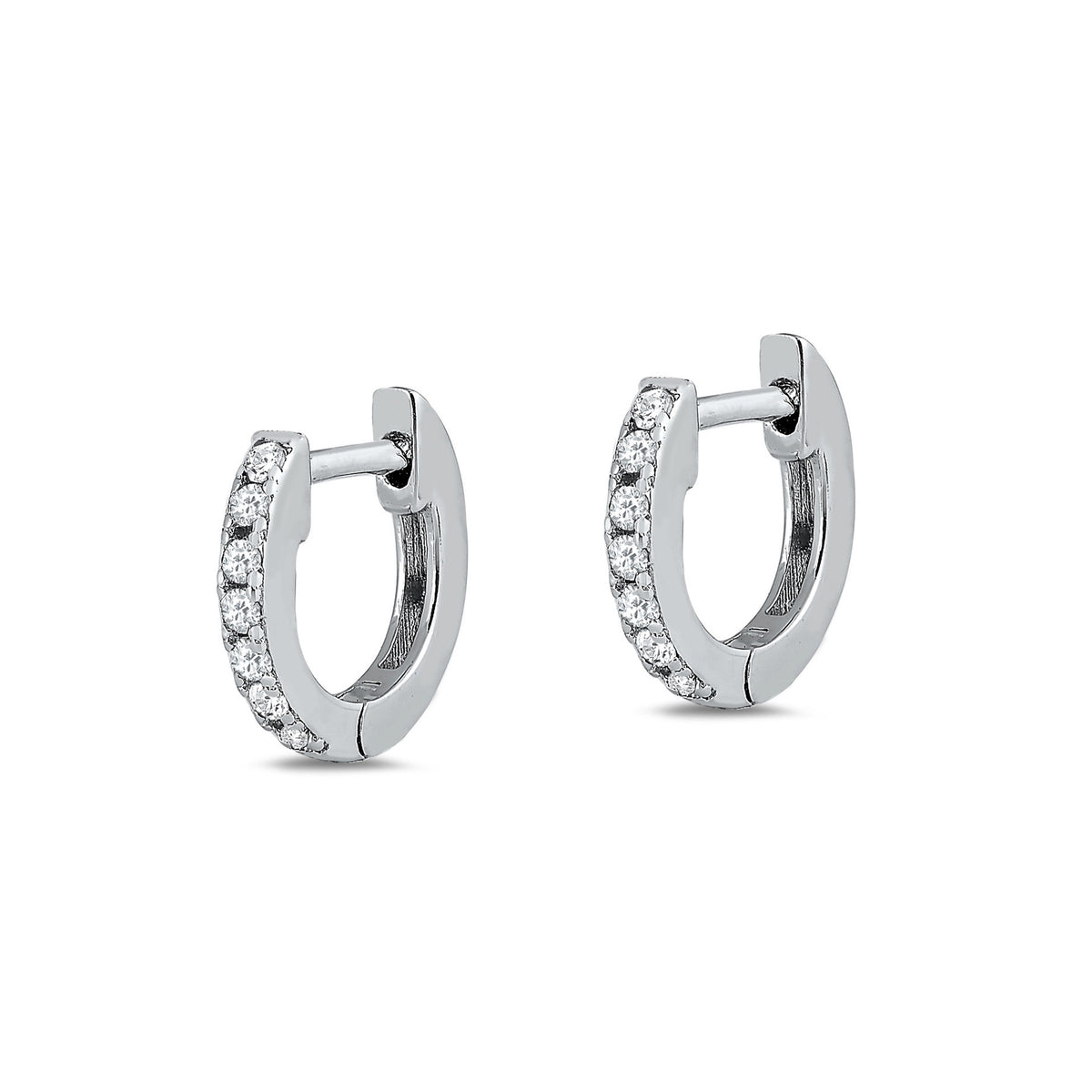 Silver CZ Huggie Earrings