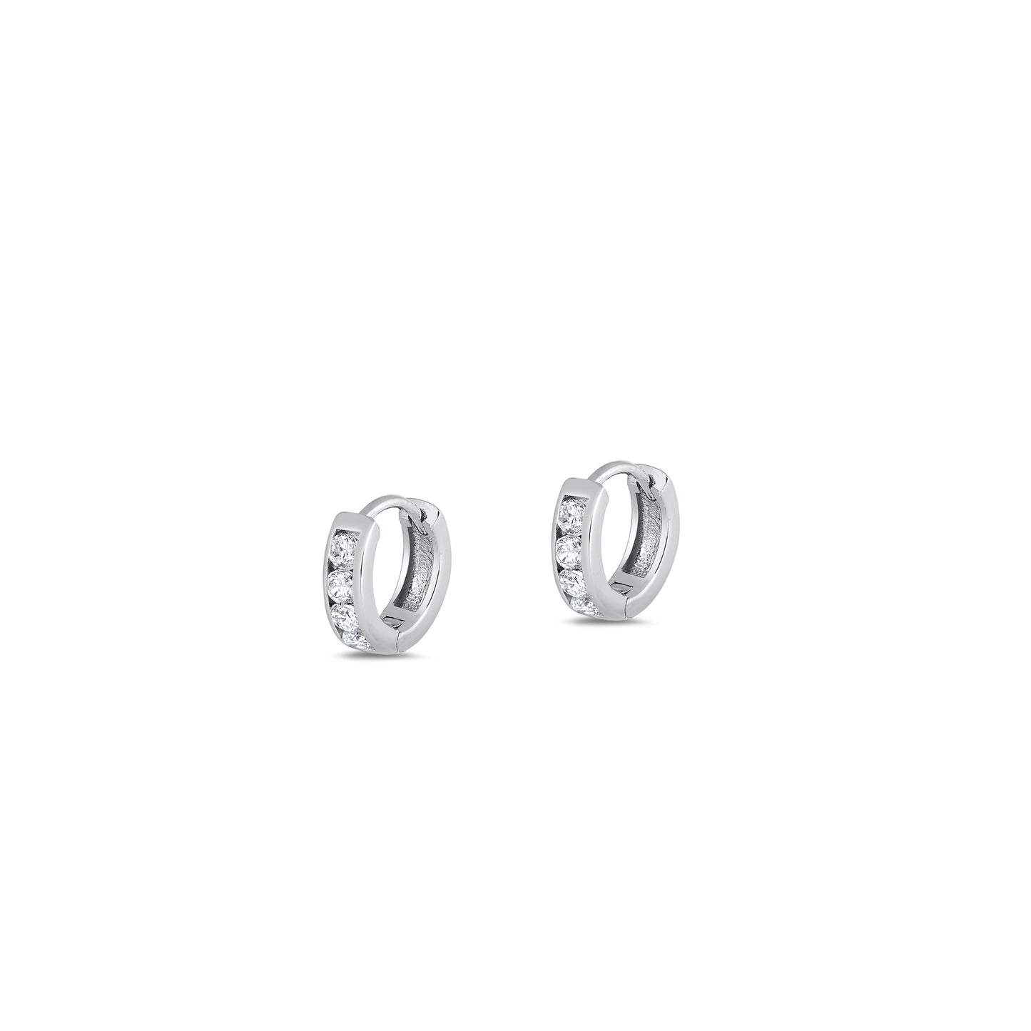 Silver CZ Huggie Earrings