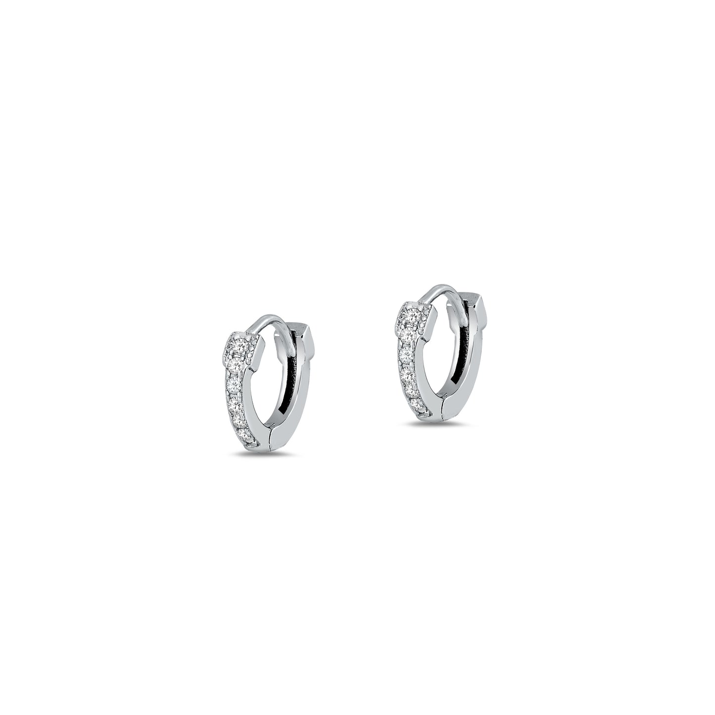 Silver CZ Huggie Hoops