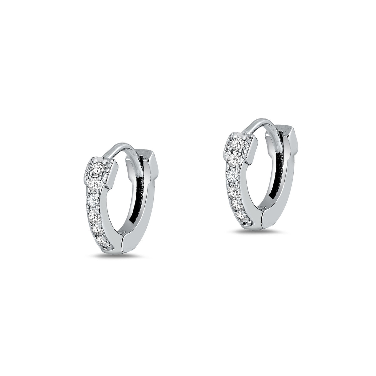 Silver CZ Huggie Hoops