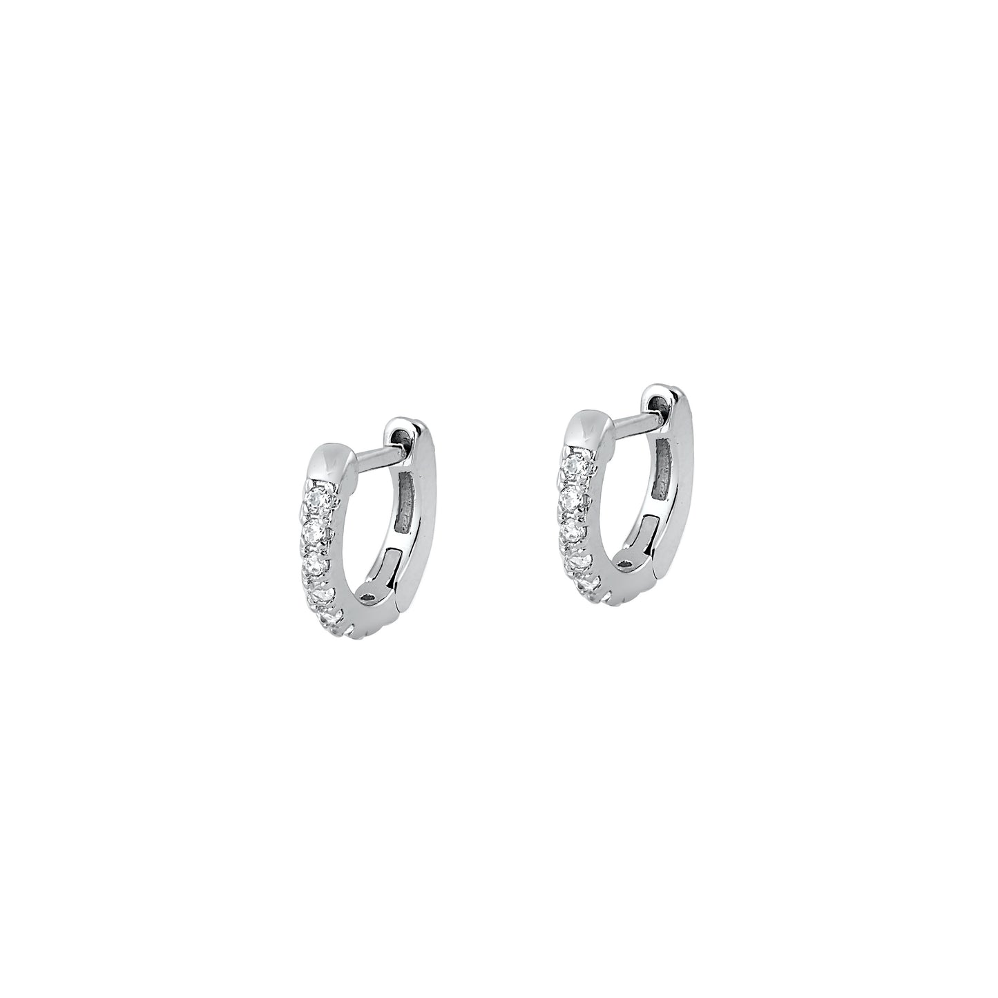 Silver CZ Huggie Earrings