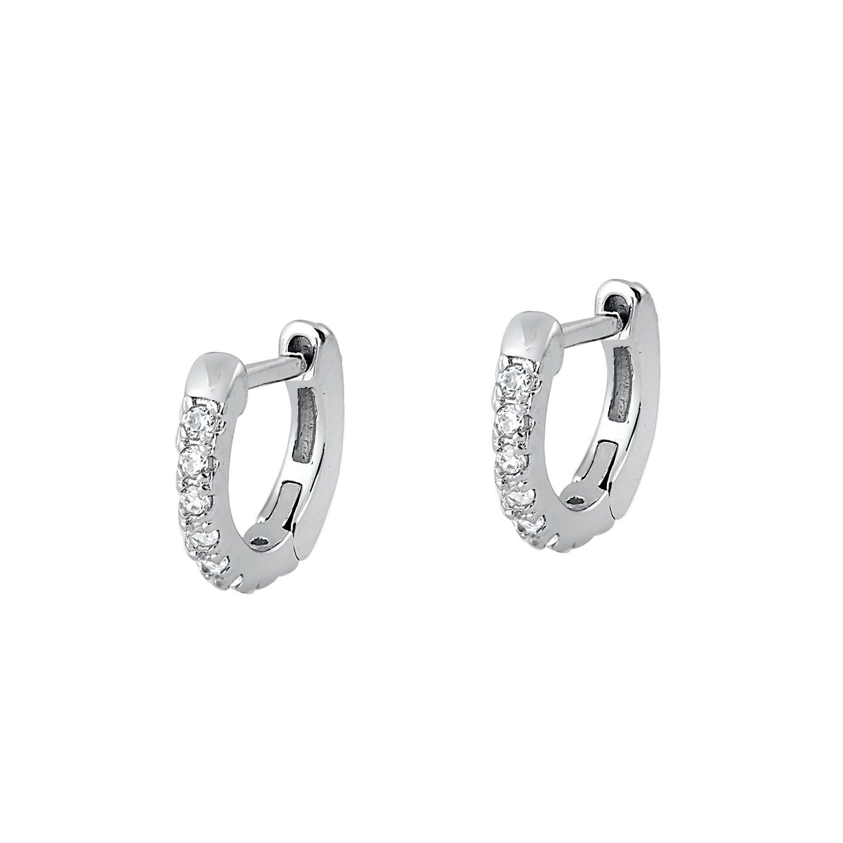 Silver CZ Huggie Earrings